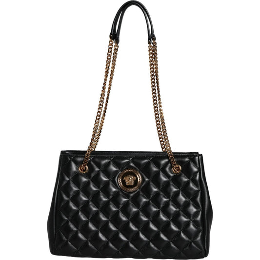 Versace Black Quilted Nappa Leather Shoulder Chain Strap Bag Versace Black