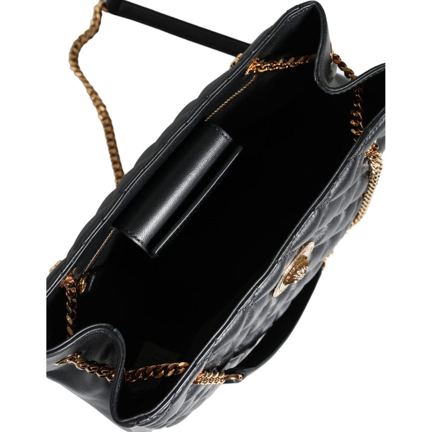 Versace Black Quilted Nappa Leather Shoulder Chain Strap Bag Versace Black