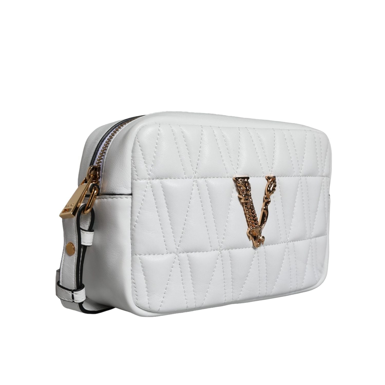 Versace White Quilted Nappa Leather Crossbody Shoulder Bag