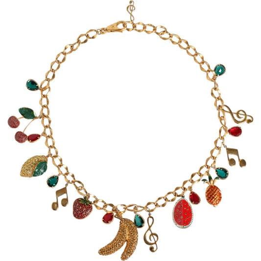 Dolce & Gabbana Gold Tone Brass Fruity Crystal Embellished Waist Chain Belt Dolce & Gabbana Rosy Brown