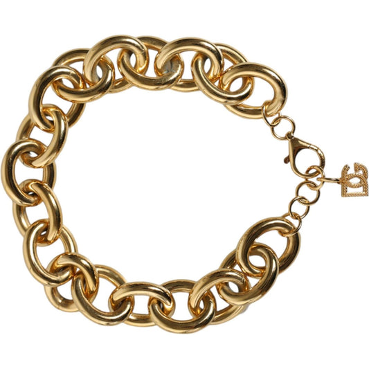 Dolce & Gabbana Gold Tone Brass Maxi Chain Lobster Clasp Logo Bracelet Bracelet Dolce & Gabbana Sienna