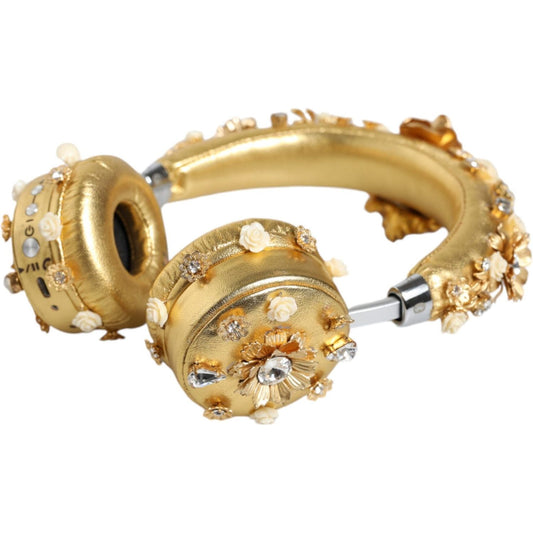 Dolce & Gabbana Gold Leather Floral Crystal Angel Headphones Dolce & Gabbana Dark Khaki