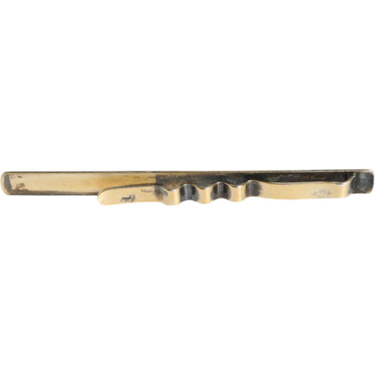 Dolce & Gabbana Gold Tone Brass Logo Branded Men Tie Clip Bar FASHION ACCESSORIES Dolce & Gabbana Tan