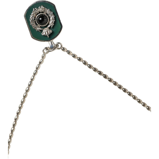 Dolce & Gabbana Sterling Silver 925 Chain Bar Gem Pendant Logo Necklace Necklace Dolce & Gabbana Dark Slate Gray