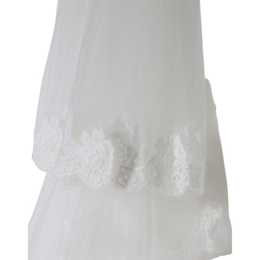 Dolce & Gabbana White Floral Lace Nylon Floor Length Wedding Veil Dolce & Gabbana Gray