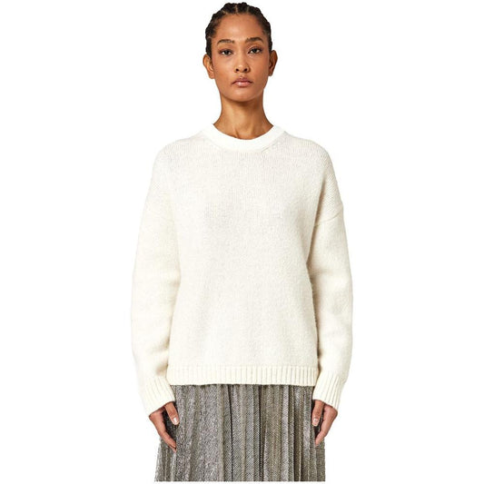 Alpha Studio White Recycled Wool Women Sweater Alpha Studio Beige