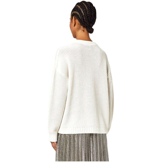 Alpha Studio White Recycled Wool Women Sweater Alpha Studio Antique White