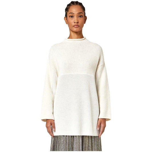 Alpha Studio White Recycled Wool Women Sweater Alpha Studio Beige