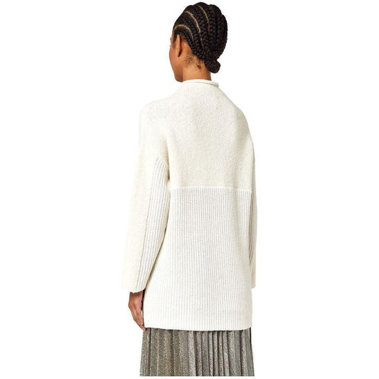 Alpha Studio White Recycled Wool Women Sweater Alpha Studio Beige