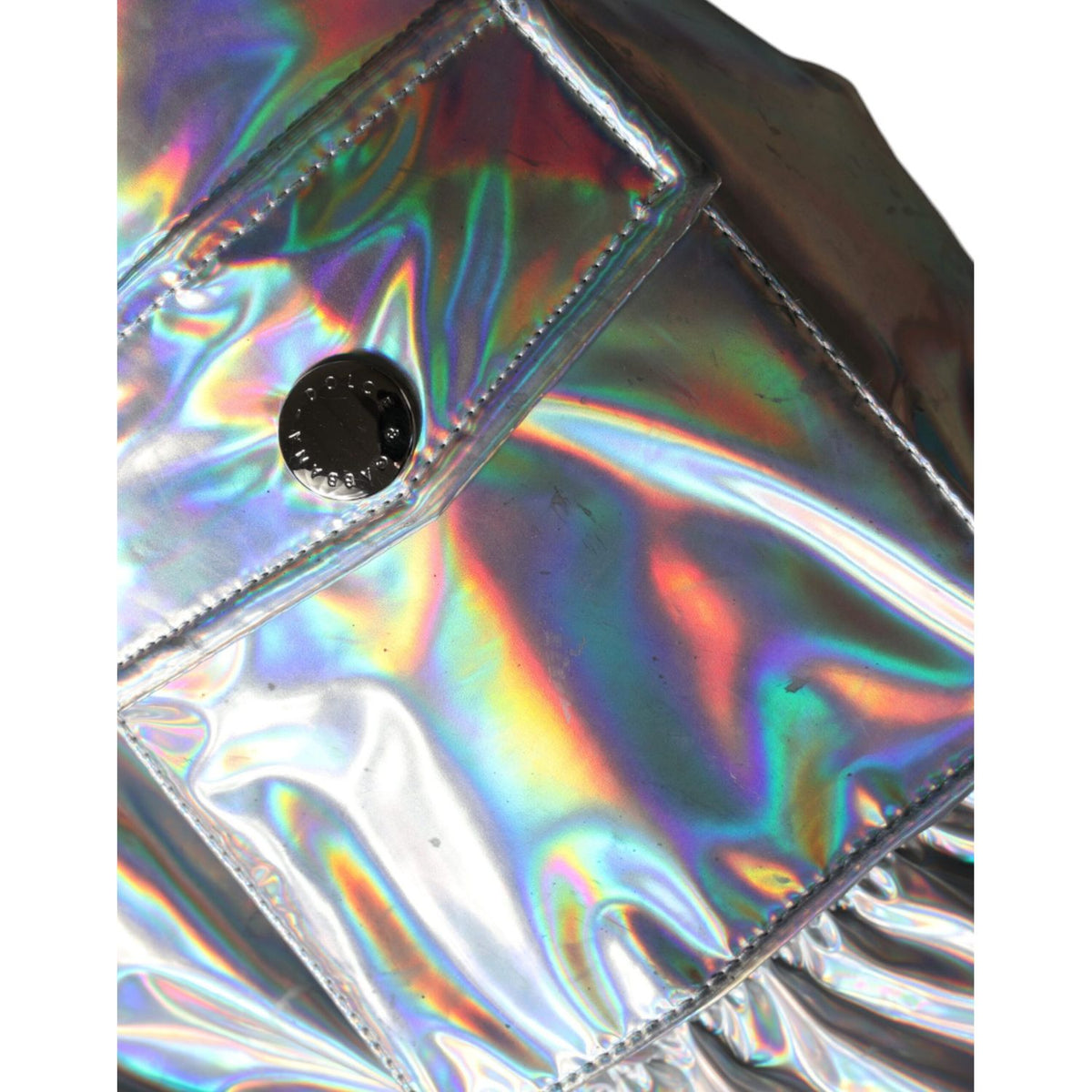 Dolce & Gabbana Silver Iridescent Puffer Full Zip Coat Jacket