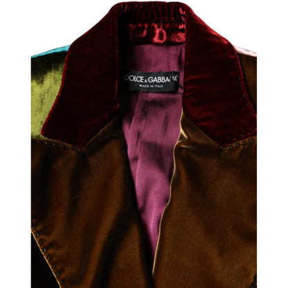 Dolce & Gabbana Multicolor Double Breasted Patchwork Blazer Jacket