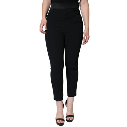 Dolce & Gabbana Black Viscose High Waist Tapered Pants
