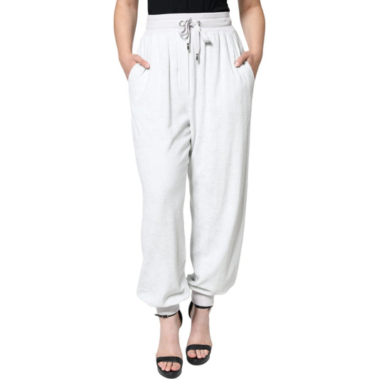Dolce & Gabbana White Nylon Jogger Sweatpants Pants Dolce & Gabbana Light Gray