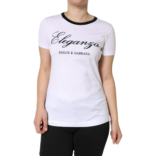 Dolce & Gabbana White Eleganza Print Cotton Short Sleeves T-shirt Dolce & Gabbana Light Gray