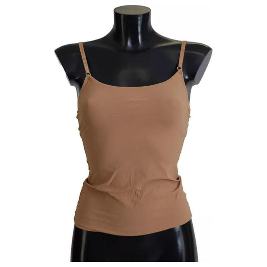 Dolce & Gabbana Brown Nylon Stretch Sleeveless Top Underwear Dolce & Gabbana Dim Gray