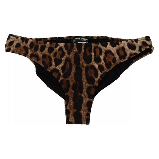 Dolce & Gabbana Brown Leopard Print Swimsuit Swimwear Bikini Bottom Dolce & Gabbana Black