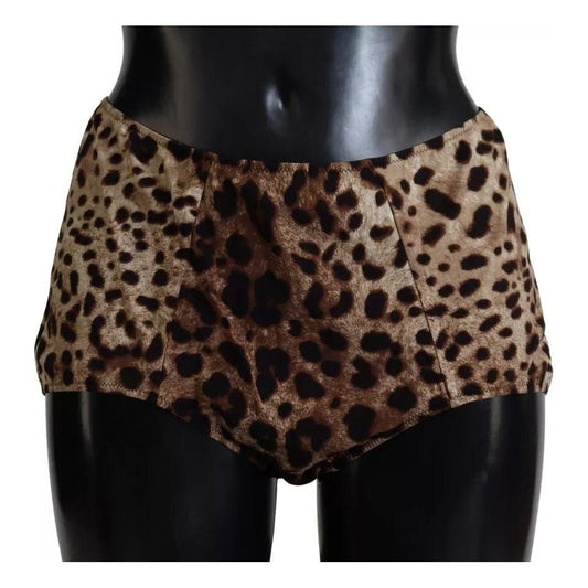 Dolce & Gabbana Brown Leopard Print Swimsuit Swimwear Bikini Bottom Dolce & Gabbana Black