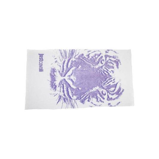 Just Cavalli White Cotton Men Towel Just Cavalli Lavender