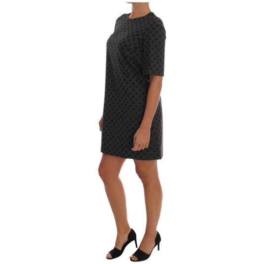 Dolce & Gabbana Elegant Polka Dot Wool Blend Dress Dolce & Gabbana Rosy Brown