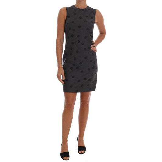 Dolce & Gabbana Chic Sleeveless Polka Dotted Wool Dress Dolce & Gabbana Rosy Brown