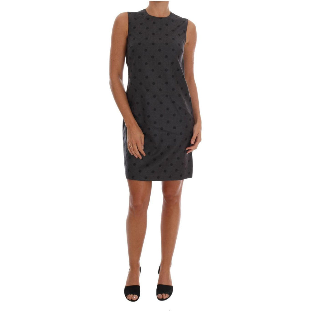 Dolce & Gabbana Chic Sleeveless Polka Dot Wool Dress Dolce & Gabbana Dark Slate Gray