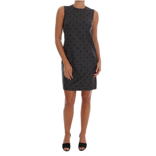 Dolce & Gabbana Chic Sleeveless Polka Dot Wool Dress Dolce & Gabbana Dark Slate Gray