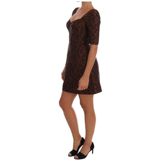 Dolce & Gabbana Chic Brown Mini Wool Blend Dress Dresses Dolce & Gabbana Black