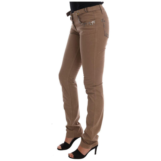 Costume National Beige Super Slim Fit Designer Jeans Jeans & Pants Costume National Dim Gray
