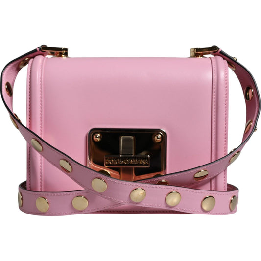 Dolce & Gabbana Baby Pink LOLA Leather Studded Crossbody Strap Bag Dolce & Gabbana Rosy Brown