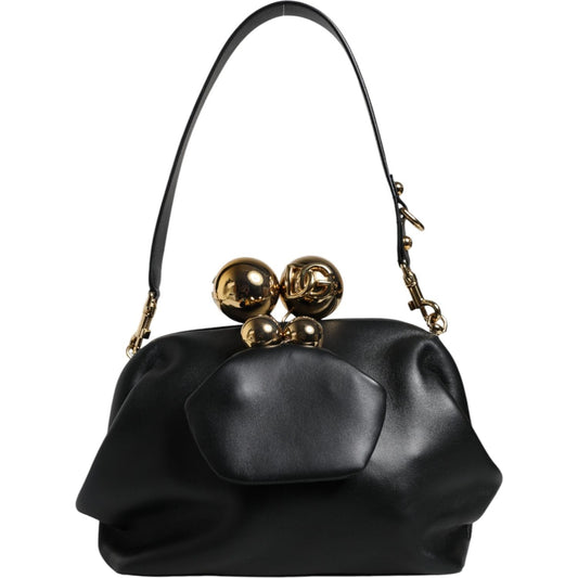 Dolce & Gabbana Black Calfskin Leather Shoulder Clutch Bag Dolce & Gabbana Black