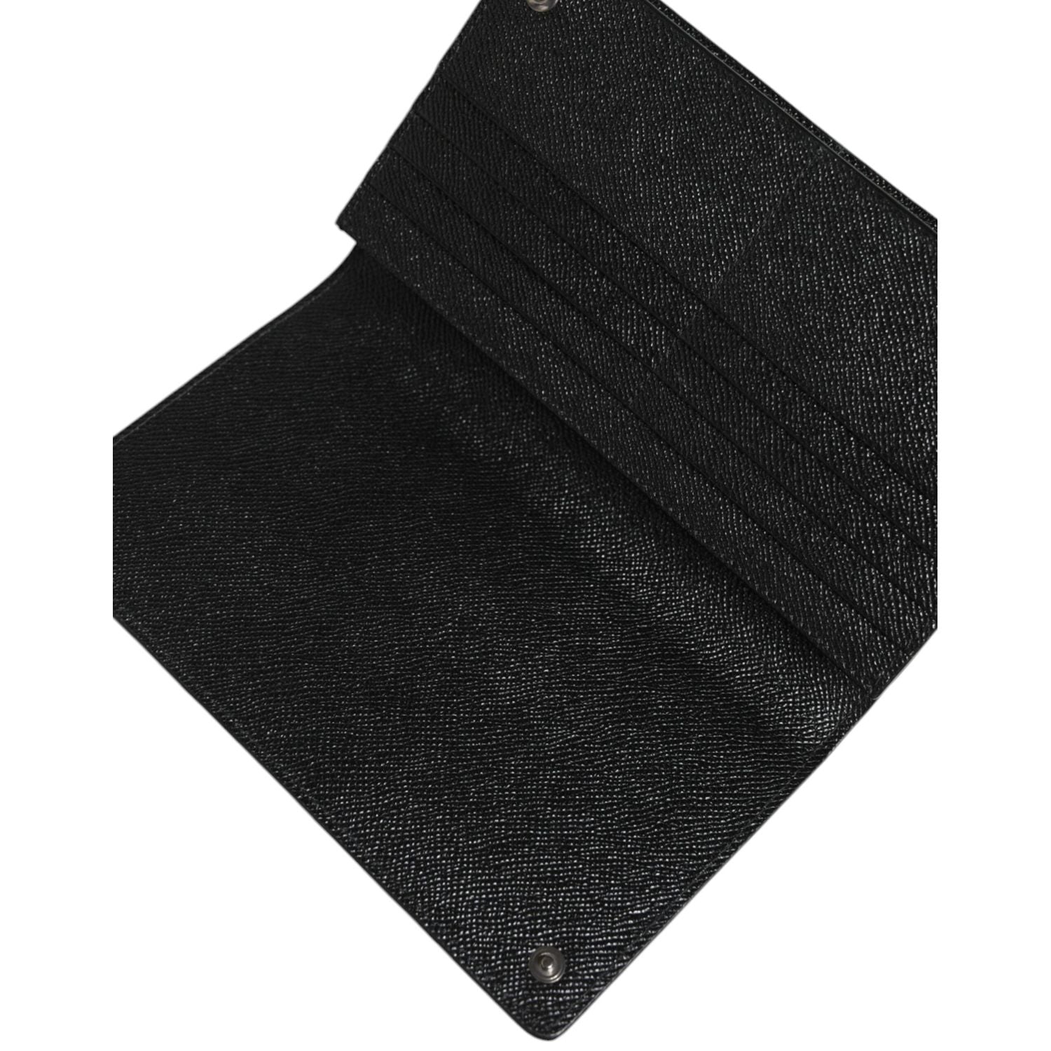 Dolce & Gabbana Black Gray Leopard Leather Bifold Card Slot Crossbody Bag