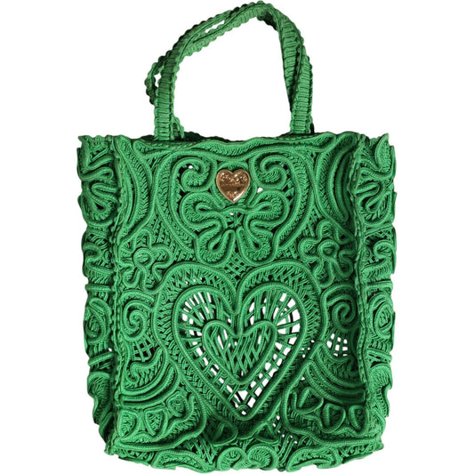 Dolce & Gabbana Green Small Cordonetto Lace Beatrice Tote Bag Dolce & Gabbana Sea Green