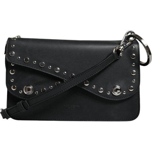 Dolce & Gabbana Black Small Leather Studded Shoulder Crossbody Bag Dolce & Gabbana Dark Slate Gray