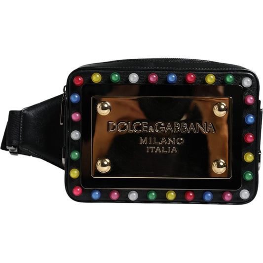 Dolce & Gabbana Black Leather LED Logo Belt Waist Fanny Pack Bag Dolce & Gabbana Black