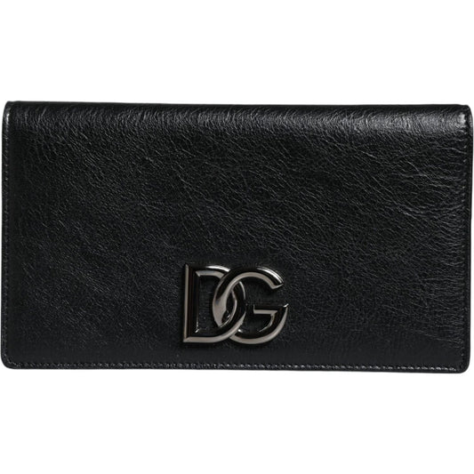 Dolce & Gabbana Black Leather DG Logo Bifold Card Slot Crossbody Bag Dolce & Gabbana Black