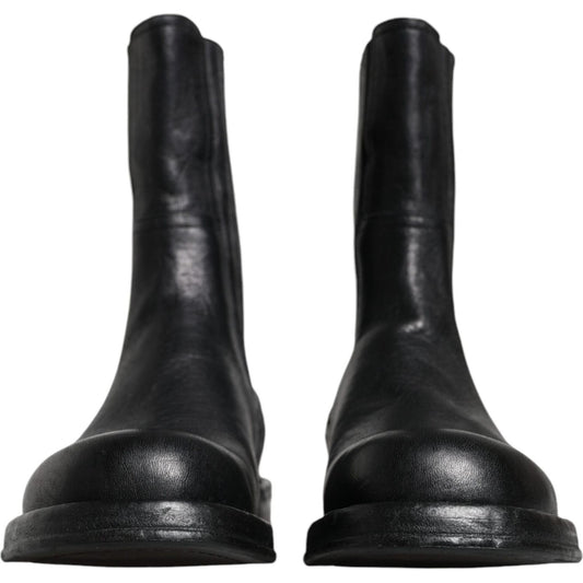Dolce & Gabbana Black Horse Leather Mid Calf Boots Shoes Dolce & Gabbana Dark Slate Gray