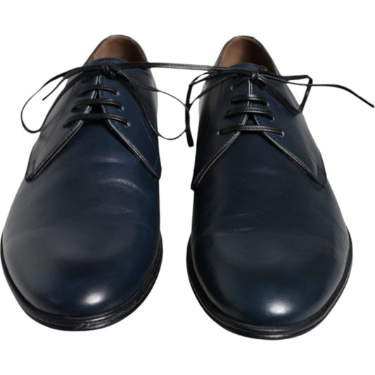 Dolce & Gabbana Navy Blue Leather Derby Dress Formal Shoes Dolce & Gabbana Dark Slate Gray