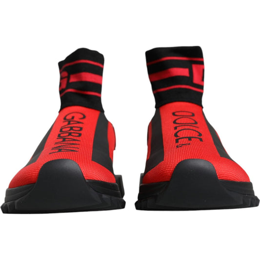 Dolce & Gabbana Red Black Fabric High Top Sorrento Sneakers Shoes Dolce & Gabbana Dark Slate Gray