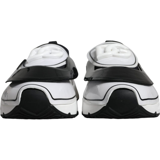 Dolce & Gabbana White Black Logo Plaque Daymaster Sneakers Shoes Dolce & Gabbana Light Gray