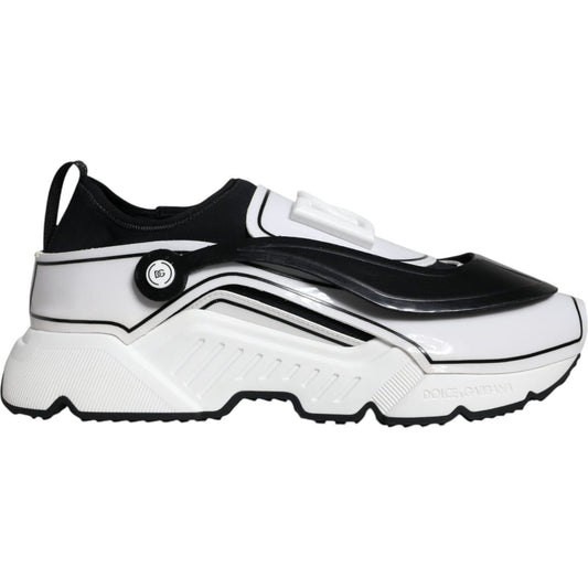 Dolce & Gabbana White Black Logo Plaque Daymaster Sneakers Shoes Dolce & Gabbana Light Gray