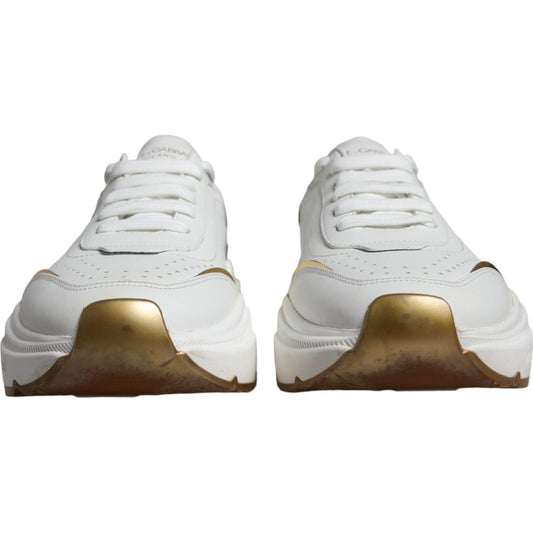 Dolce & Gabbana White Gold DAYMASTER Leather Sneakers Shoes Dolce & Gabbana Light Gray