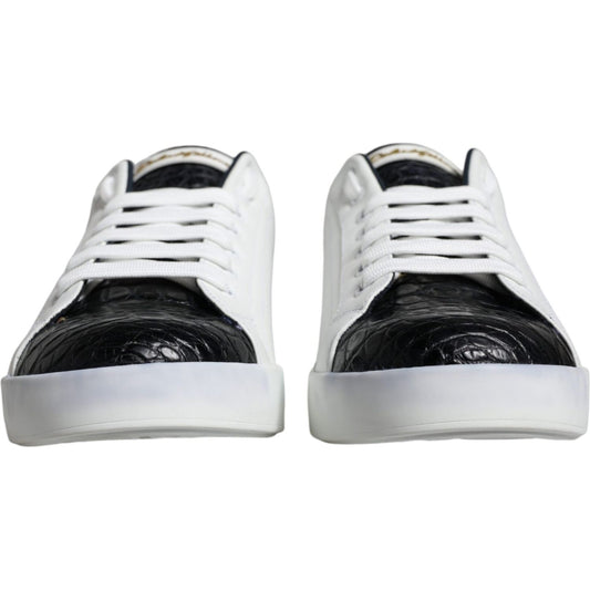 Dolce & Gabbana White Leather Logo Portofino Sneaker Shoes Dolce & Gabbana Light Gray