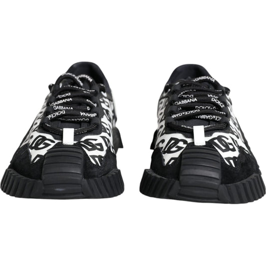 Dolce & Gabbana Black Logo Lace Up Low Top NS1 Sneakers Shoes Dolce & Gabbana Dark Slate Gray