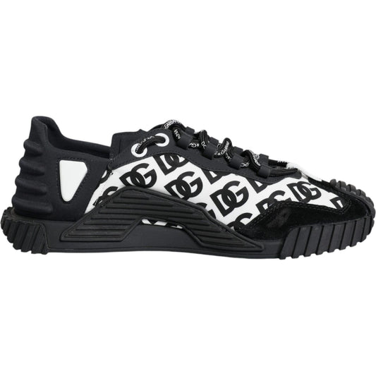 Dolce & Gabbana Black Logo Lace Up Low Top NS1 Sneakers Shoes Dolce & Gabbana Dark Slate Gray