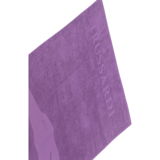 Trussardi Beachwear Purple Cotton Men Beach Towel Trussardi Beachwear Slate Gray