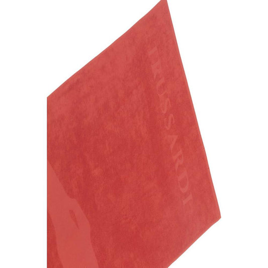 Trussardi Beachwear Red Cotton Men Beach Towel Trussardi Beachwear Maroon