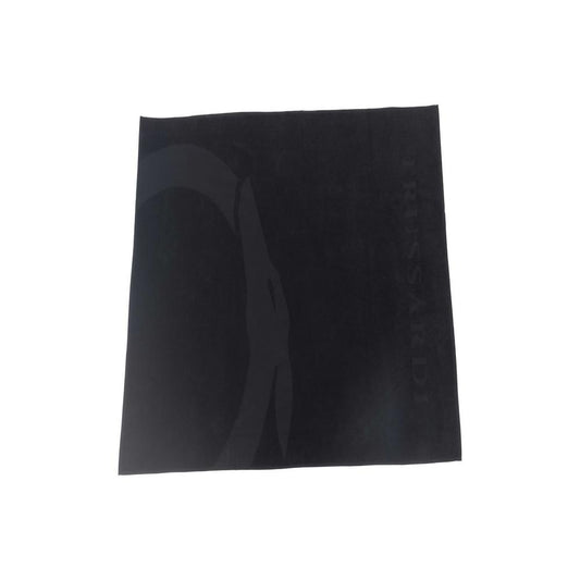 Trussardi Beachwear Black Cotton Men Beach Towel Trussardi Beachwear Dark Slate Gray