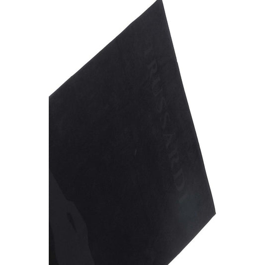 Trussardi Beachwear Black Cotton Men Beach Towel Trussardi Beachwear Black