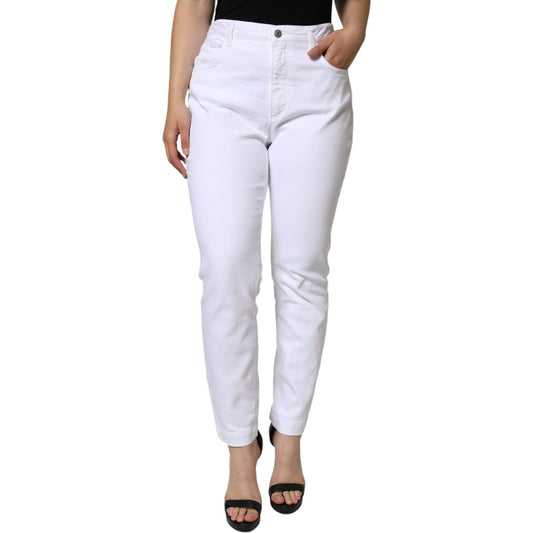 Dolce & Gabbana White Cotton Stretch AUDREY Skinny Jeans Dolce & Gabbana Light Gray