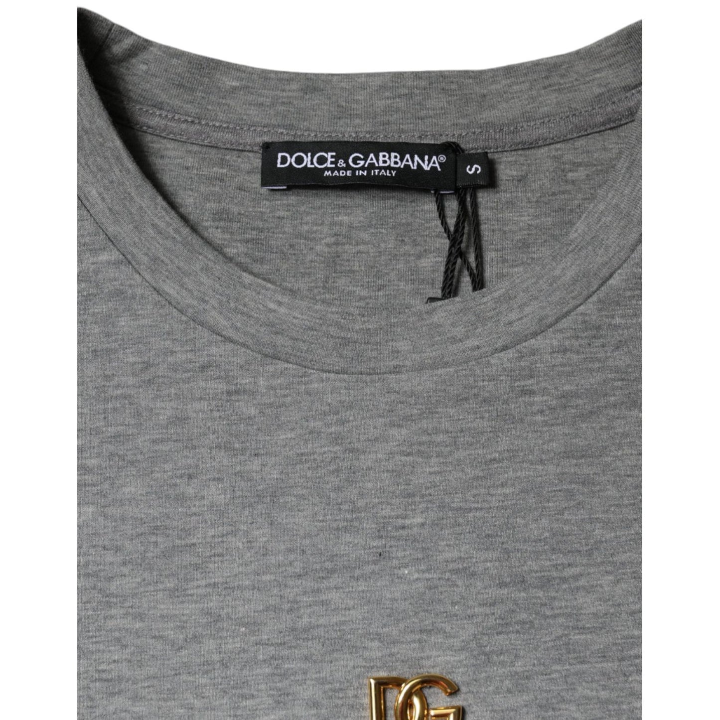 Dolce & Gabbana Gray Cotton Blend Embellished Tee T-shirt TSH84630-38
